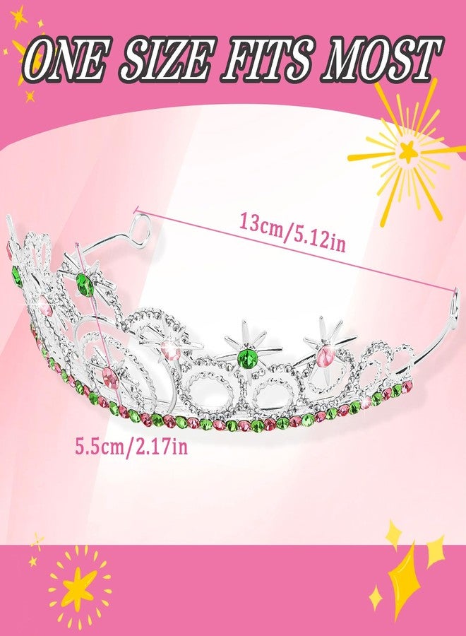 YARIEW Witch Crown Tiaras for Women Pink and Green Crystal Crowns for Women Princess Crown Headband Accessories for Halloween Bridal Wedding Prom Witch Theme Birthday Party Silver - Image 2